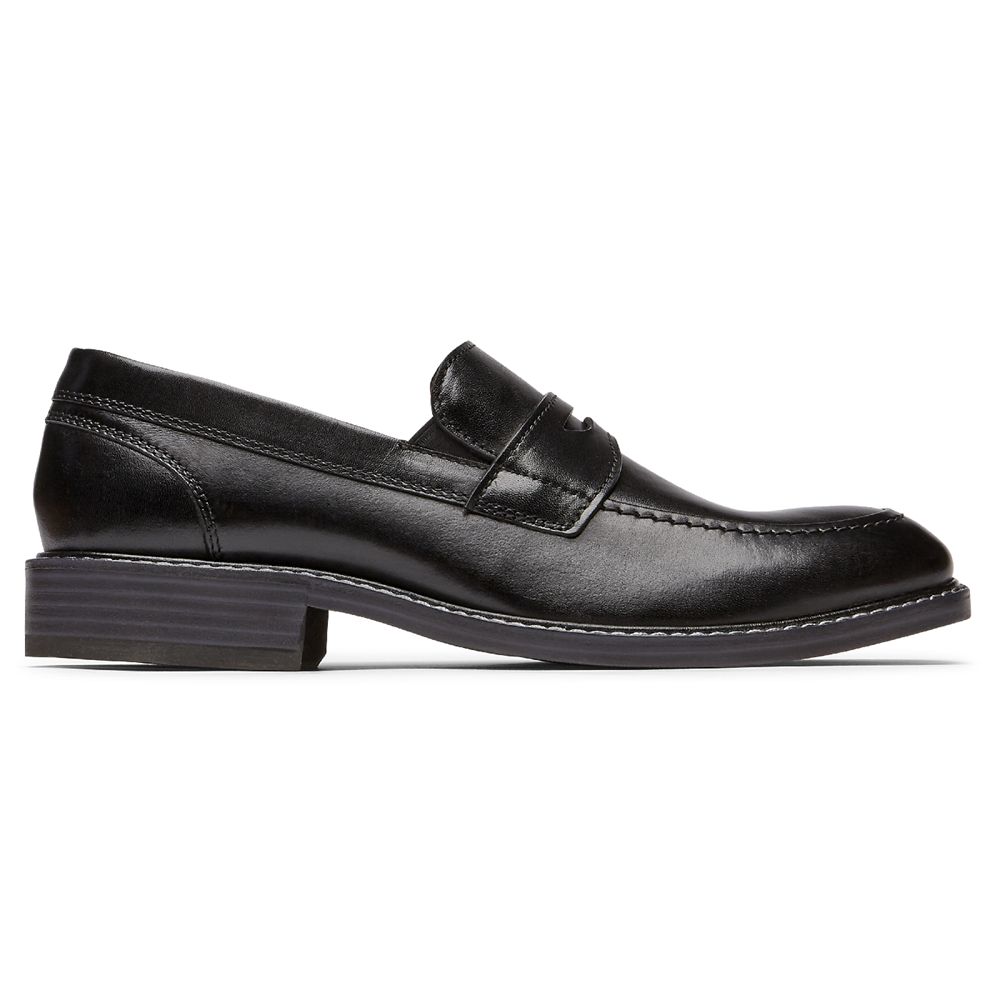 Rockport Men's Kenton Penny Slip-Ons Loafers - Black - USA (7095SZTGP)